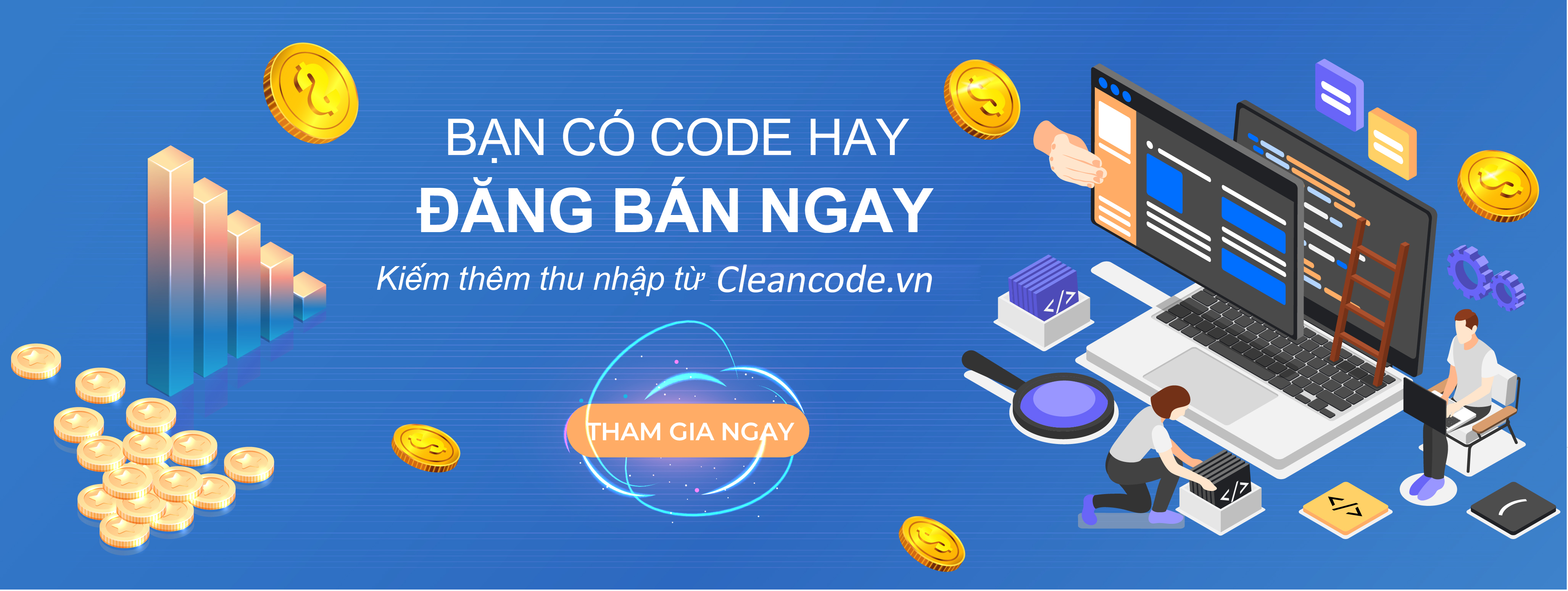 Đăng bán code kiếm thêm thu nhập tại cleancode.vn