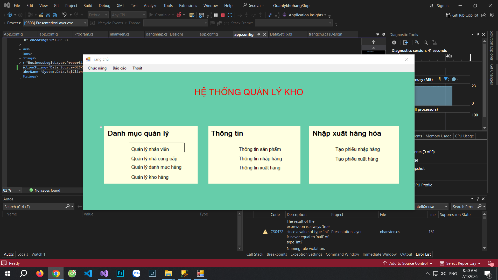 Share Code miễn phí phần mềm Quản Lý Kho Hàng C#, Đồ Án CNTT