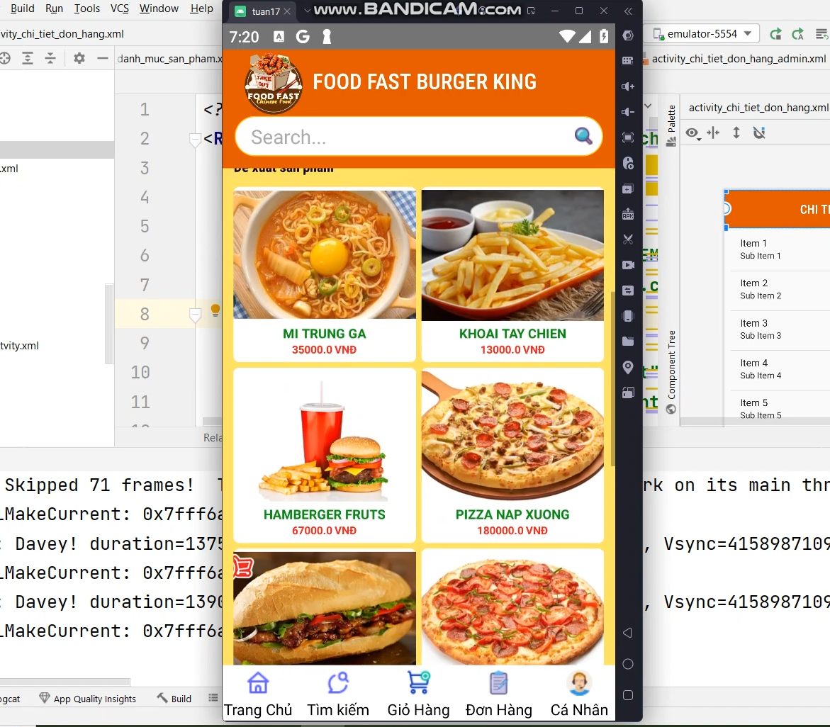 (ANDROID JAVA + SQLITE) App bán hàng đặt đồ ăn android có đầy đủ chức năng quản trị và đặt hàng, xem giỏ hàng thanh toán, xem chi tiết đơn hàng,...