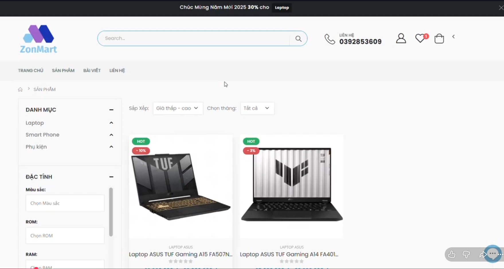 Source code Web bán thiết bị công nghệ Zomart có thanh toán VNPAY, Chat Realtime + Báo Cáo chi tiết