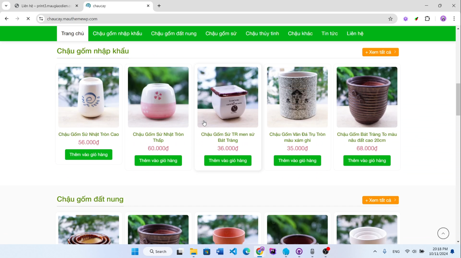 Website wordpress cây xanh, chậu cây, cây cảnh, gốm sứ hoa và quà tặng chuẩn SEO