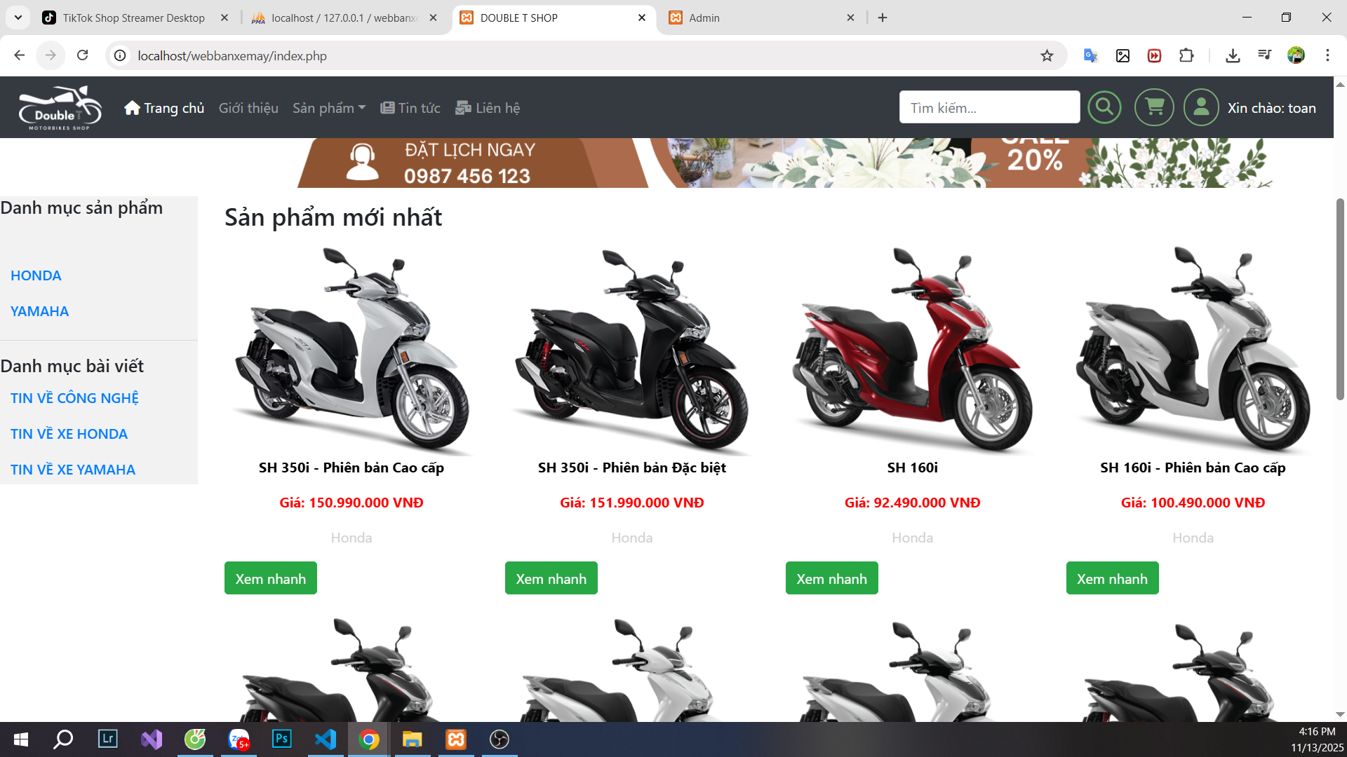 Source code Website Bán Xe Máy [PHP Thuần & MYSQL]