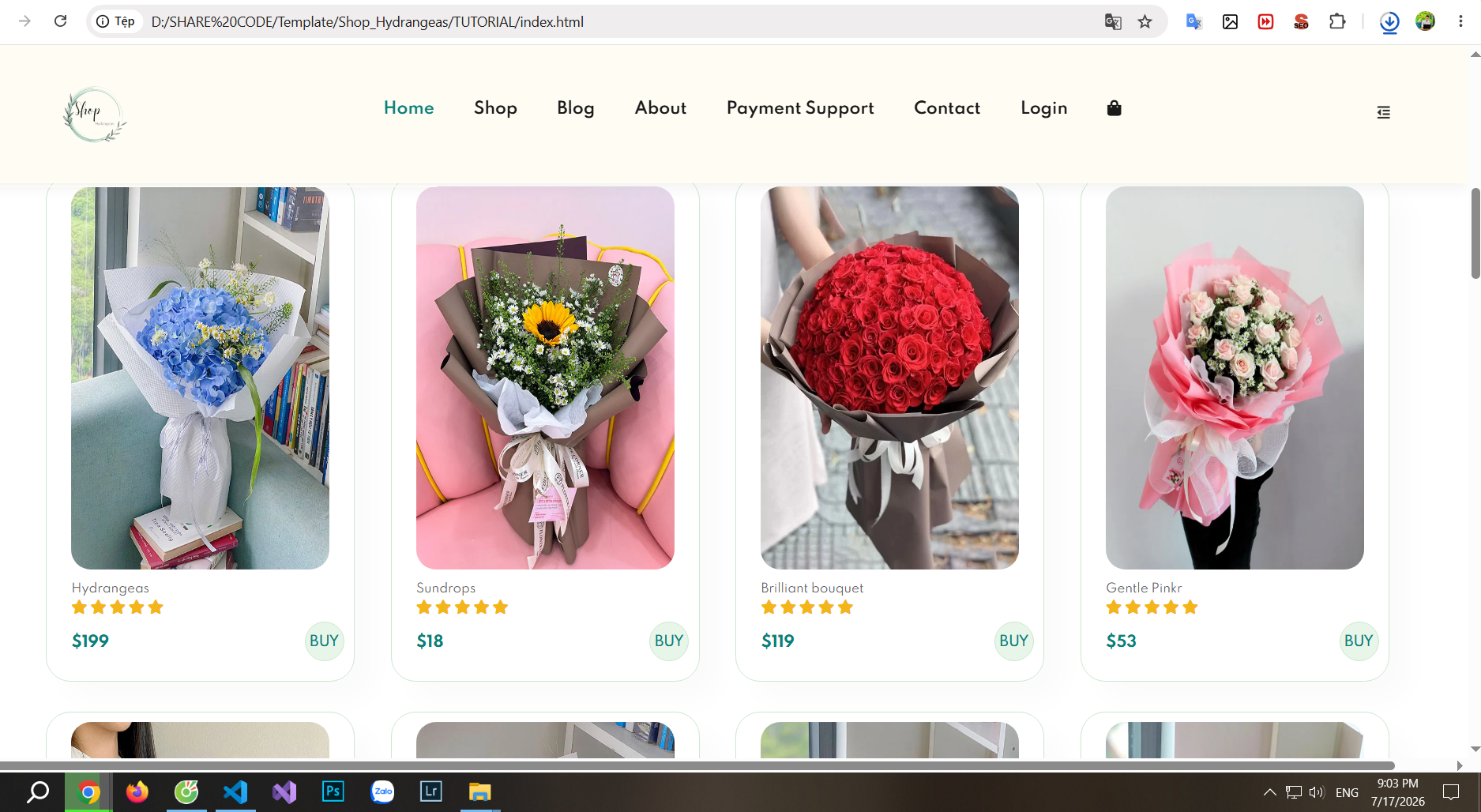 Website bán hoa sửa dụng HTML và CSS,