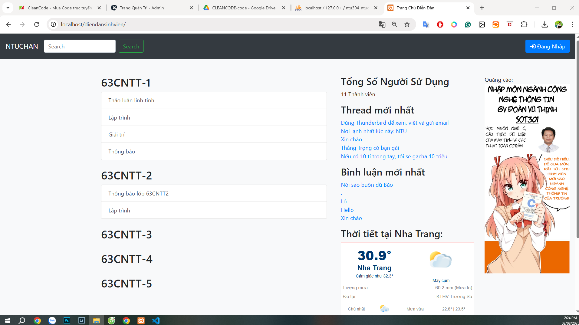 Code Diễn đàn Sinh Viên Php Mysql