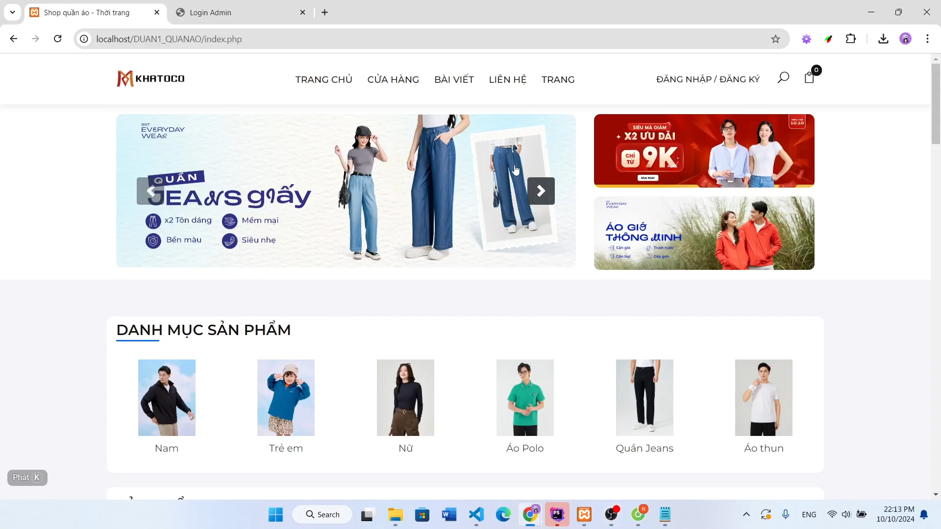 Share code website bán quần áo php mysql đồ án website quần áo thanh toán momo + Full báo cáo website quần áo