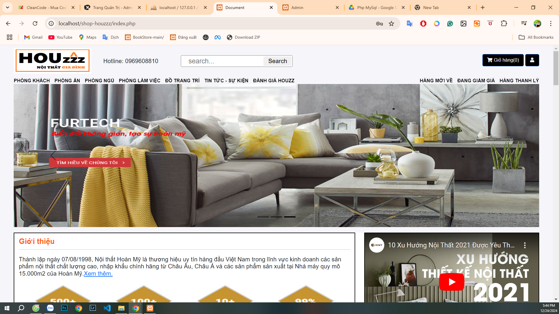 Web bán hàng nội thất php Mysql