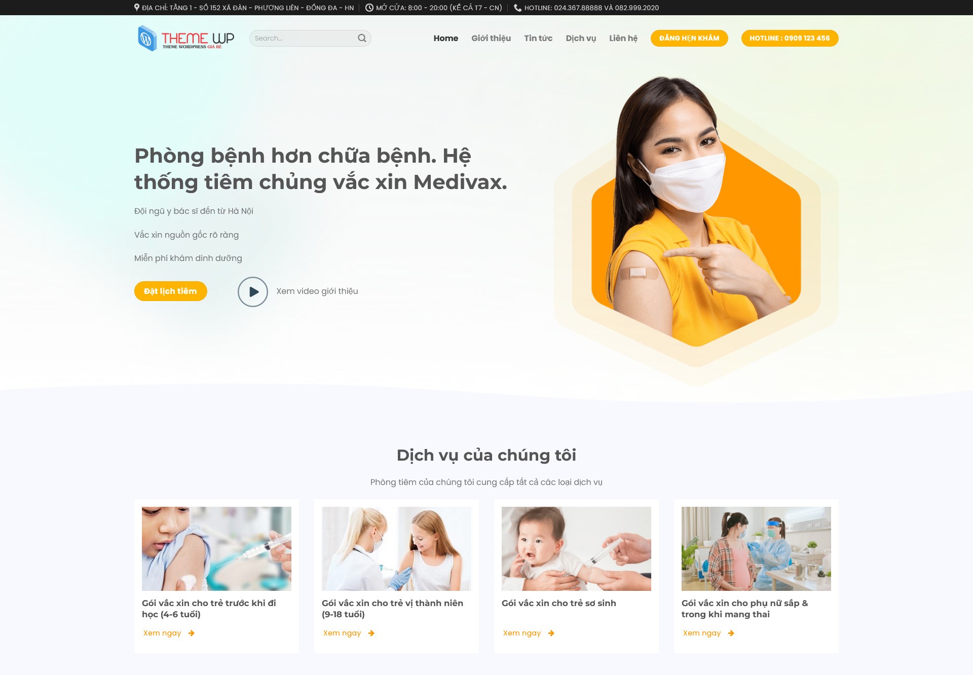 Chia sẻ source code dịch vụ phòng khám bằng wordpress