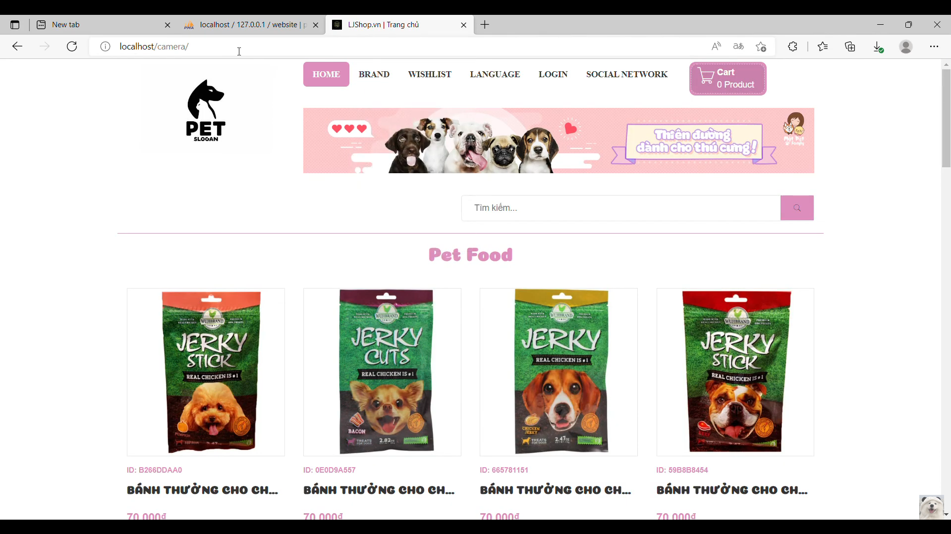 Full code Web bán hàng thức ăn phụ kiện thú cưng chuẩn seo + Báo cáo
