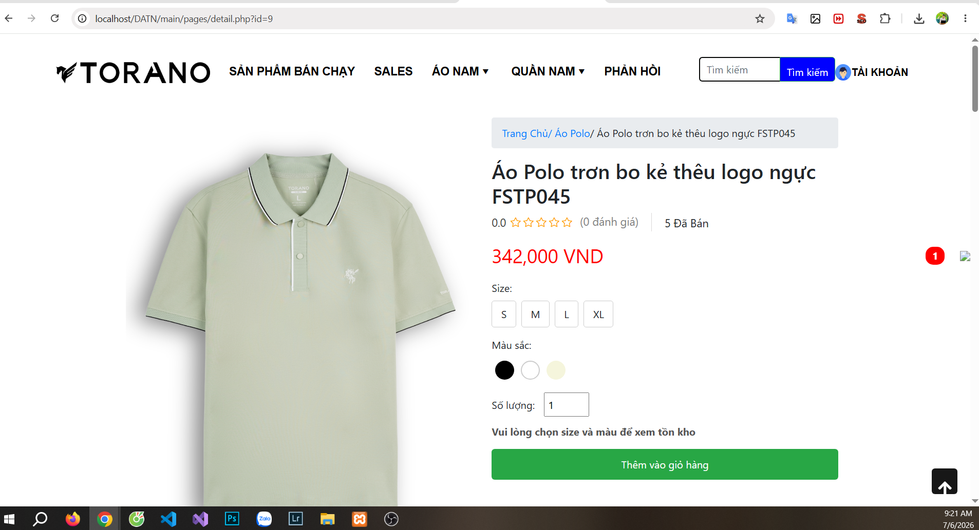 DEMO Đồ án tốt nghiệp Website bán đồ thời trang nam cho cửa hàng Torano PHP MySQL có thanh toán vnpay