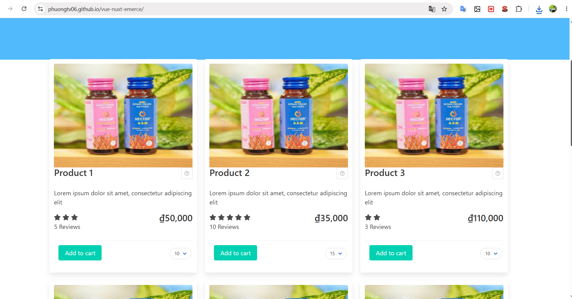 Source code Template trang web bán hàng với vue - nuxtjs