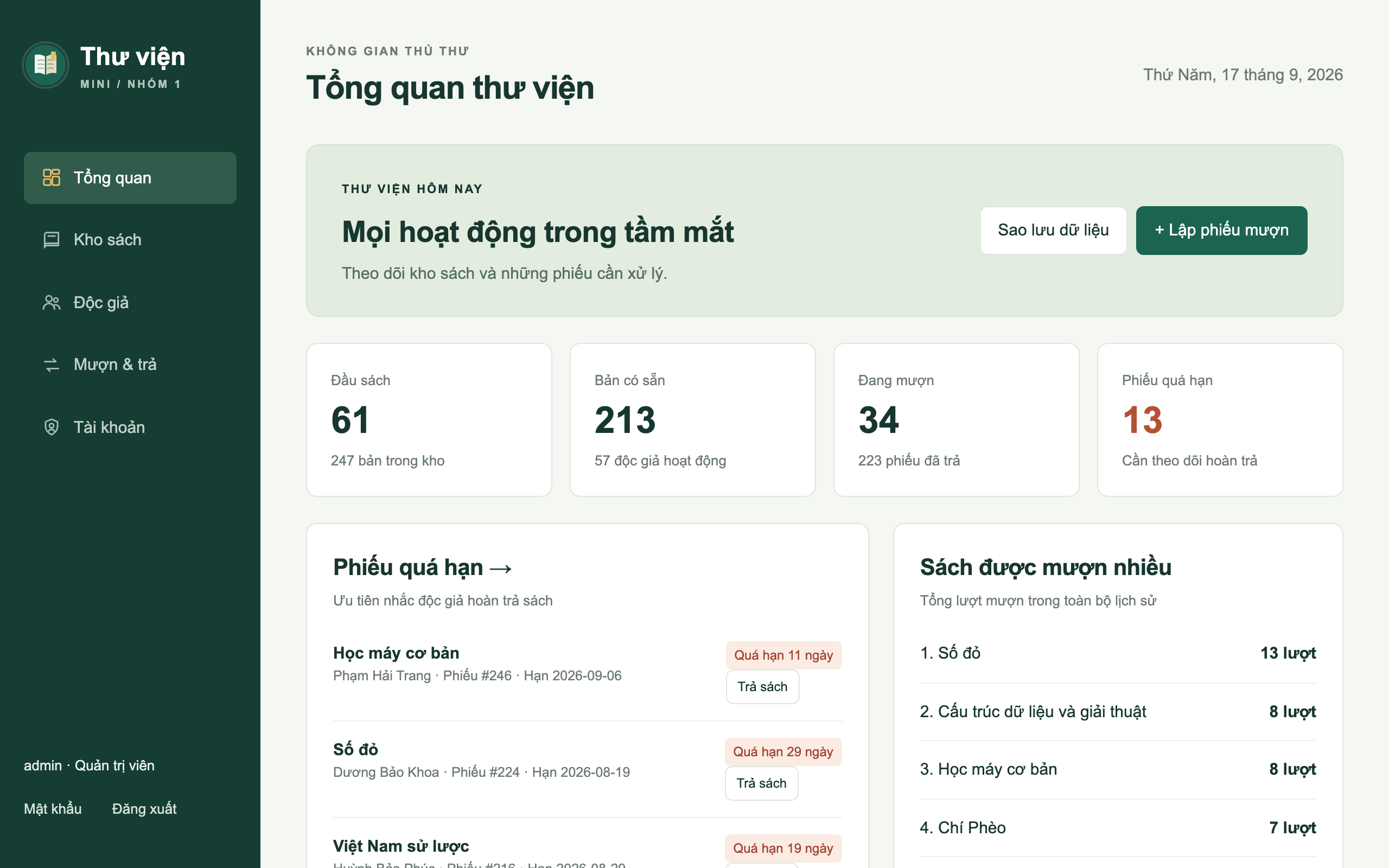 Hệ thống quản lý thư viện và mượn trả sách thông minh Python + báo cáo word