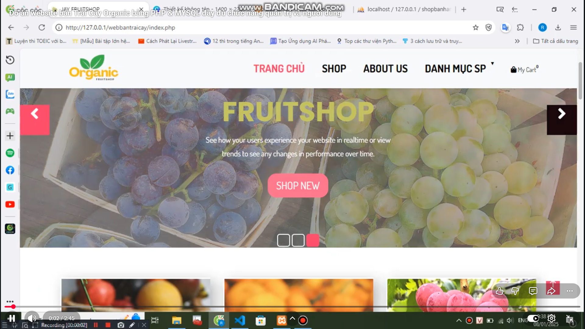 Đồ án website bán Trái Cây Organic bằng PHP & MYSQL đầy đủ chức năng quản trị và người dùng