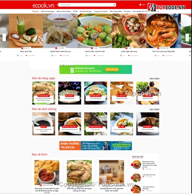 Source code website giới thiệu công thức nấu ăn java JSP Servlet
