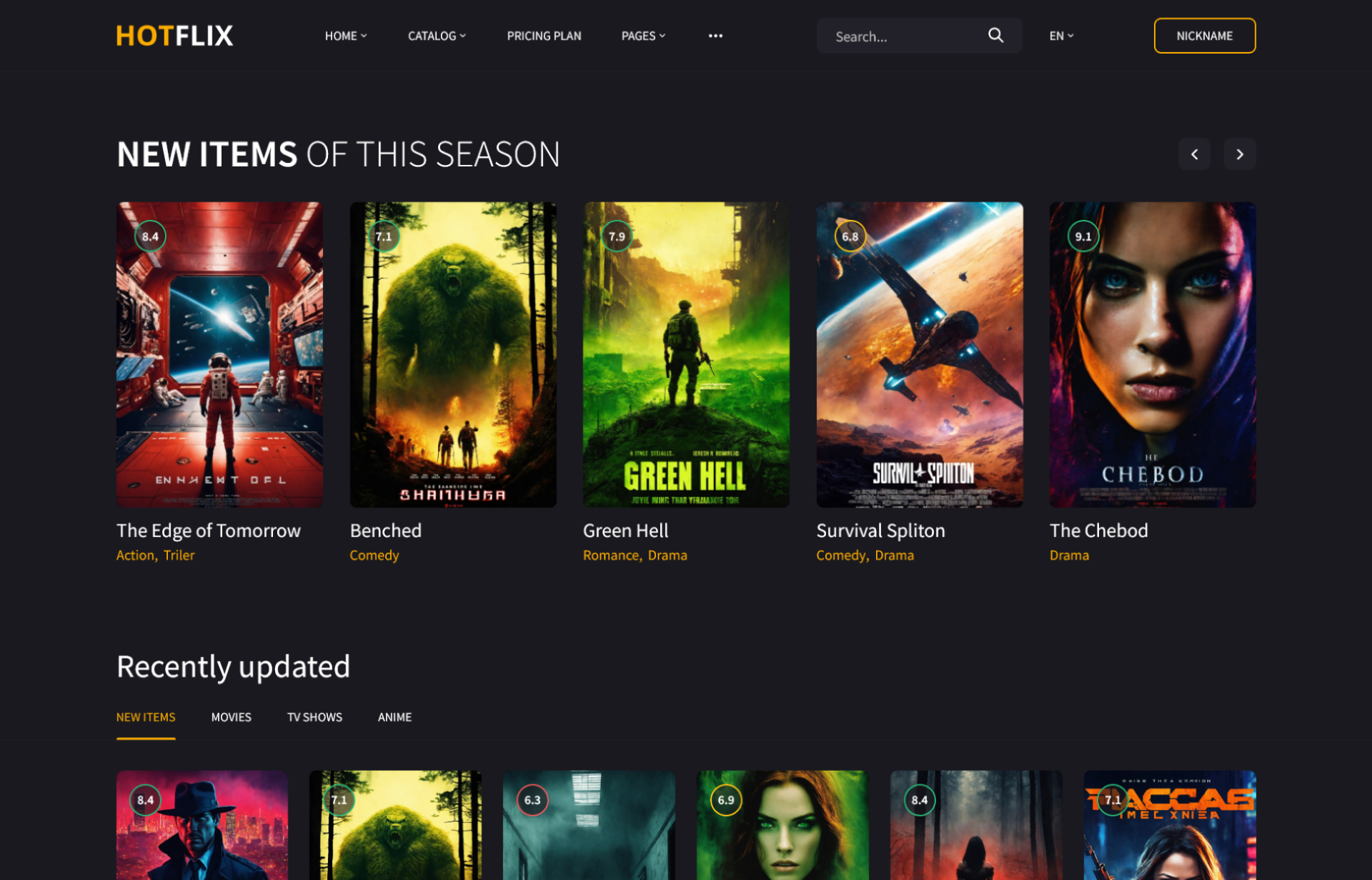 Template website phim trực tuyến chương trình truyền hình và điện ảnh movies HotFlix