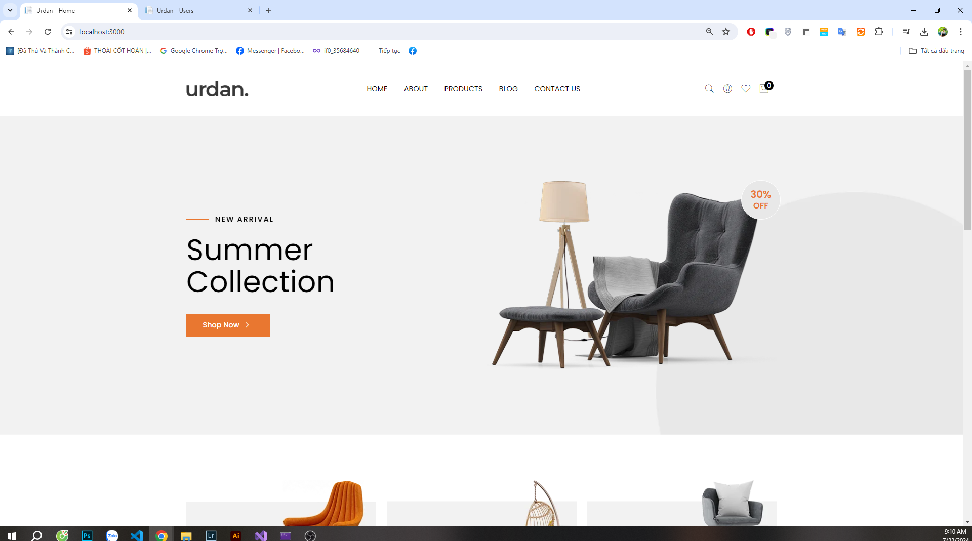 Html template website bán nội thất đồ gia dụng bán hàng bàn ghế nội thất Urdan