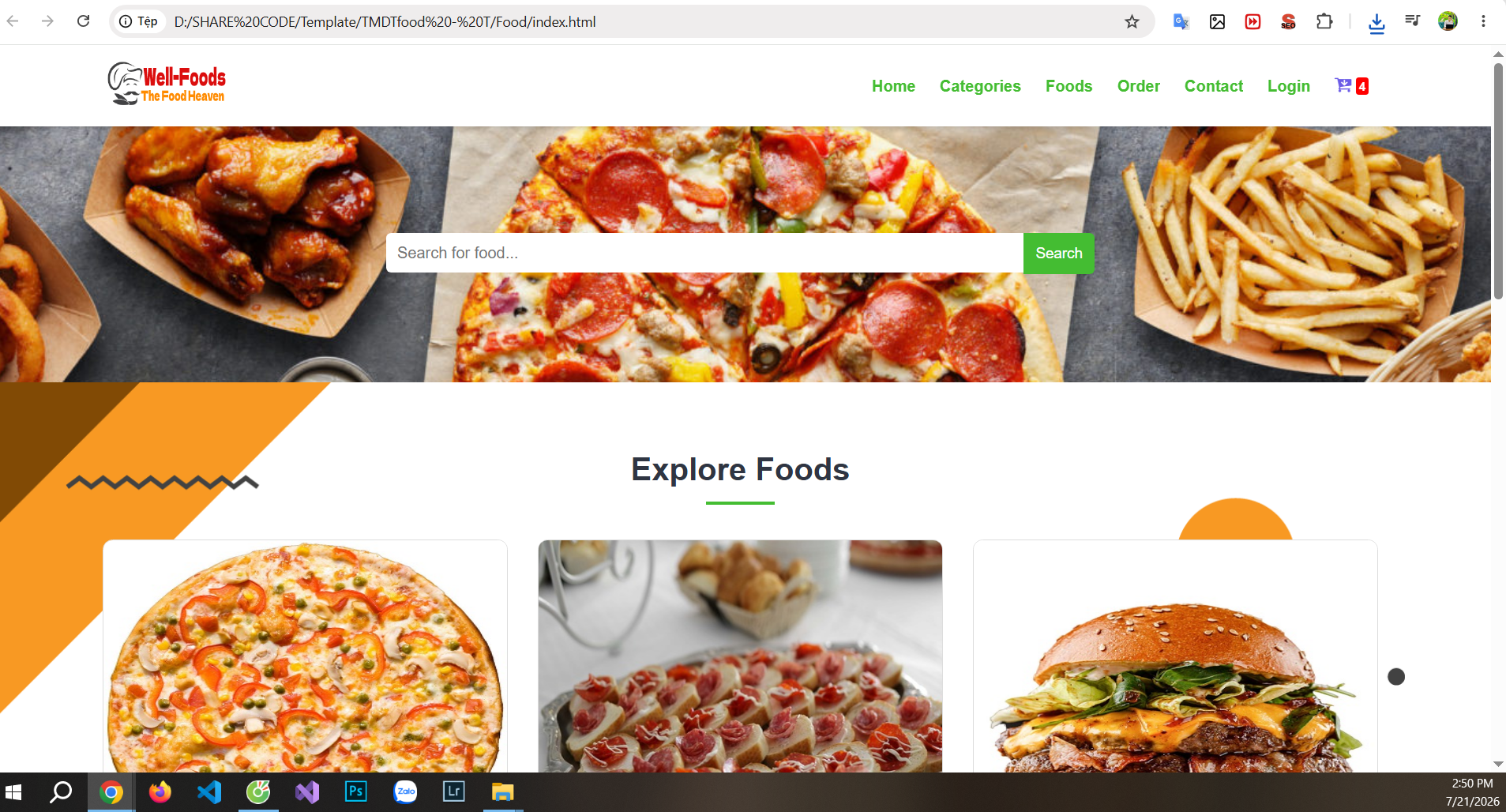 Source code website Thương Mại điện tử thực phẩm thiết kế đẹp (Code thuần, dùng làm bài tập lớn)