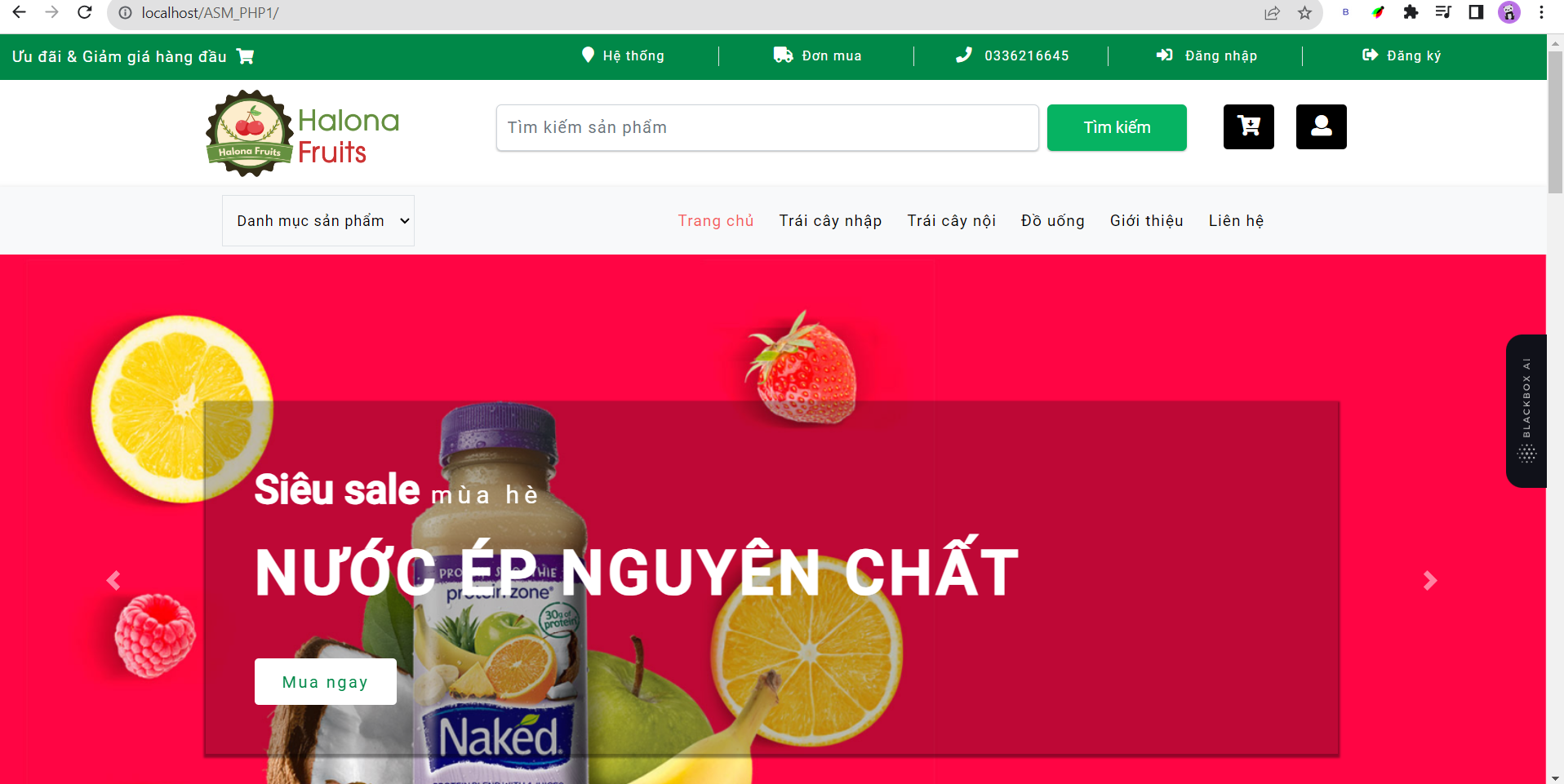 Đồ án website thương mại điện tử bán trái cây php mysql + Báo cáo