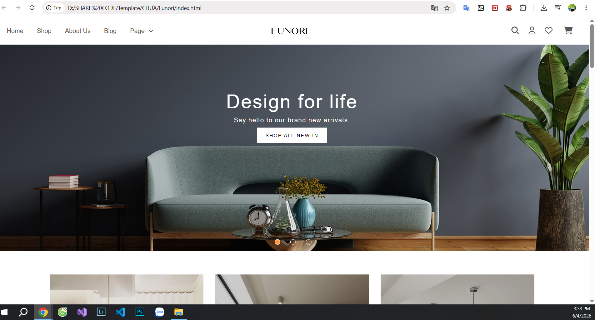 Share code mẫu website bán hàng đồ nội thất chuẩn html css js