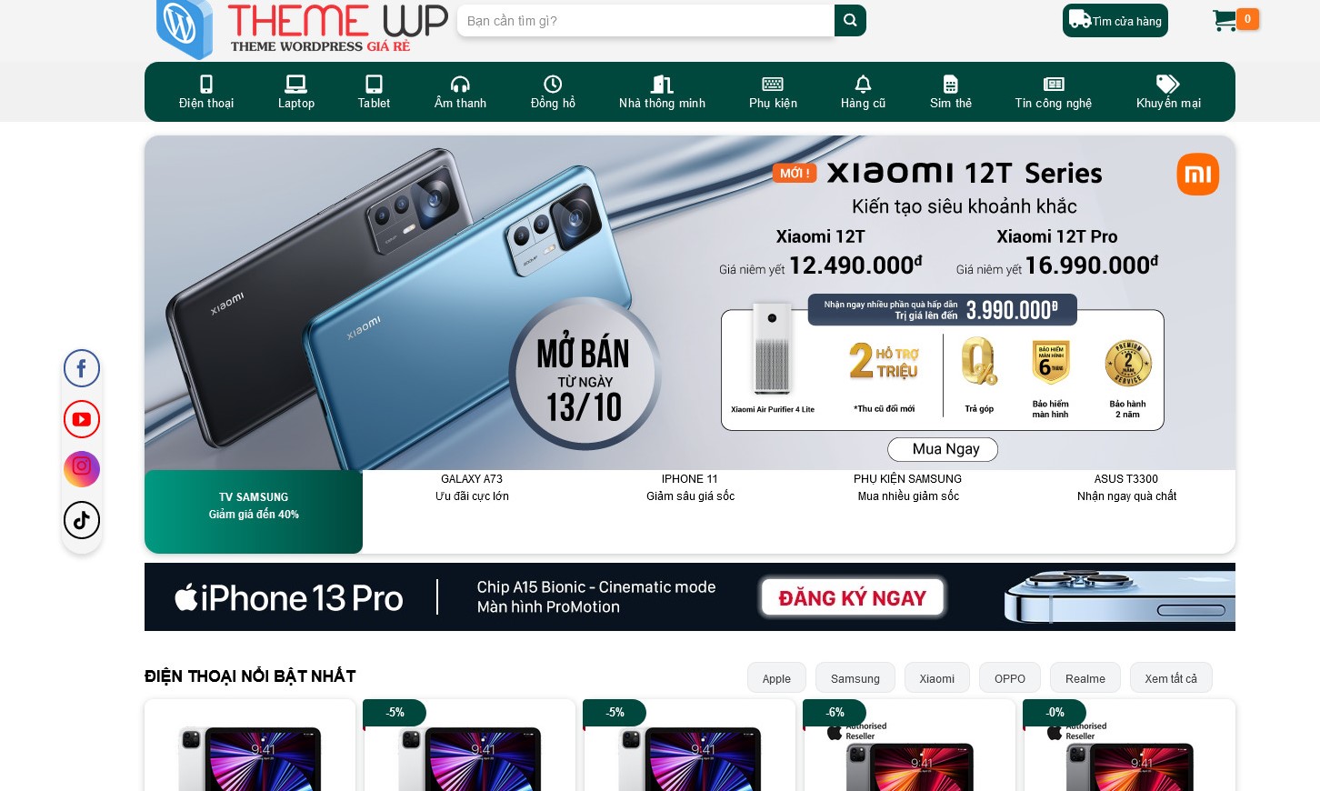 Website wordpress điện thoại giống topzone điện thoại cellphone điện thoại chuẩn SEO
