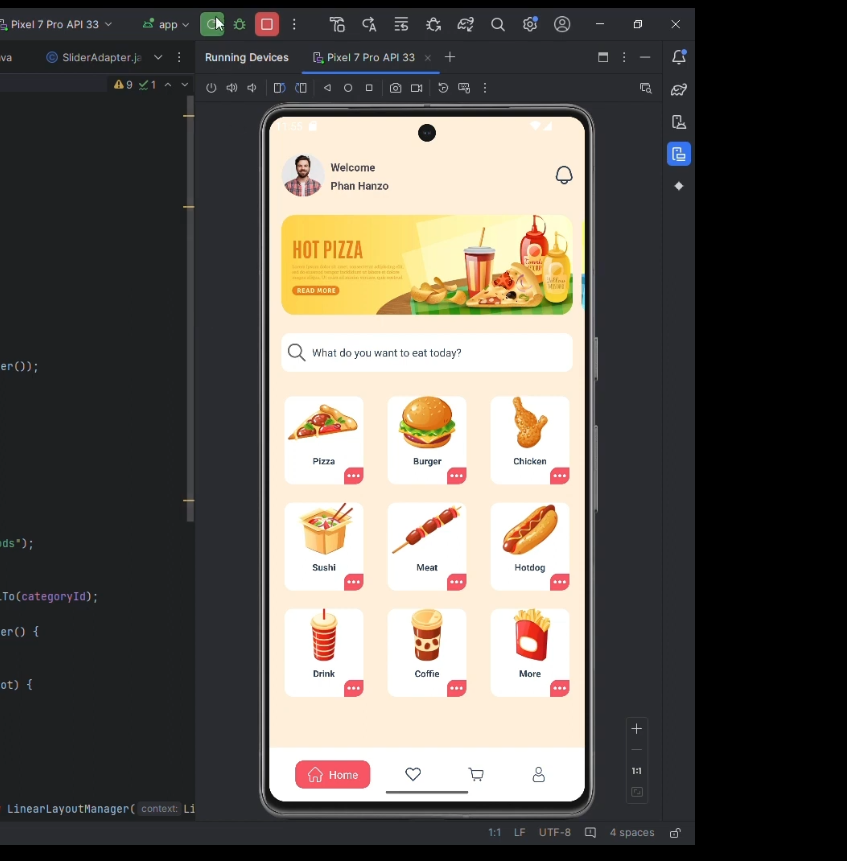 Đồ án cửa hàng đặt đồ ăn nhà hàng Online Android Studio Project Java