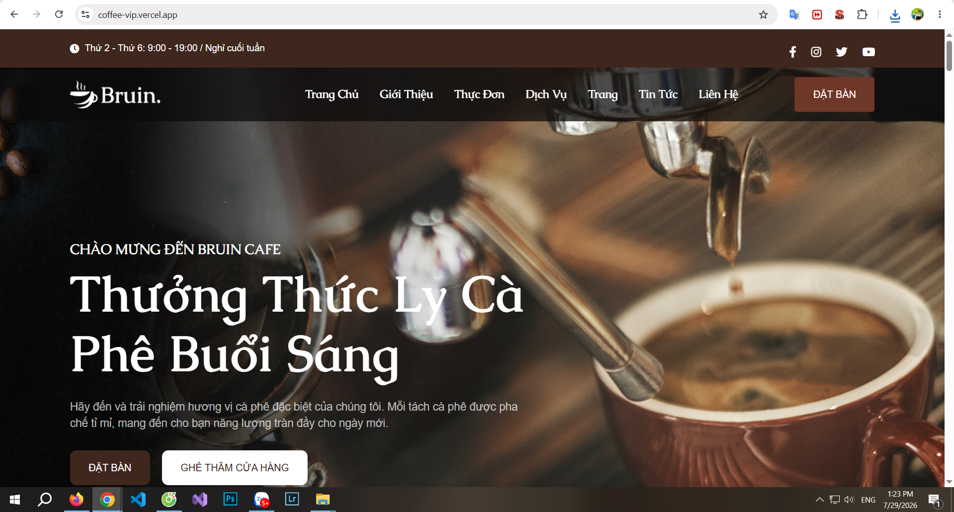 Website Coffee Shop phù hợp cho các quán cà phê tiệm trà sữa mô hình kiosk