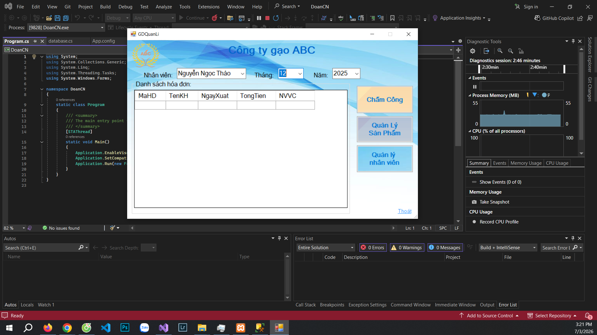 Share code Đồ án ngành về phần mềm quản lý xuất nhập kho gạo