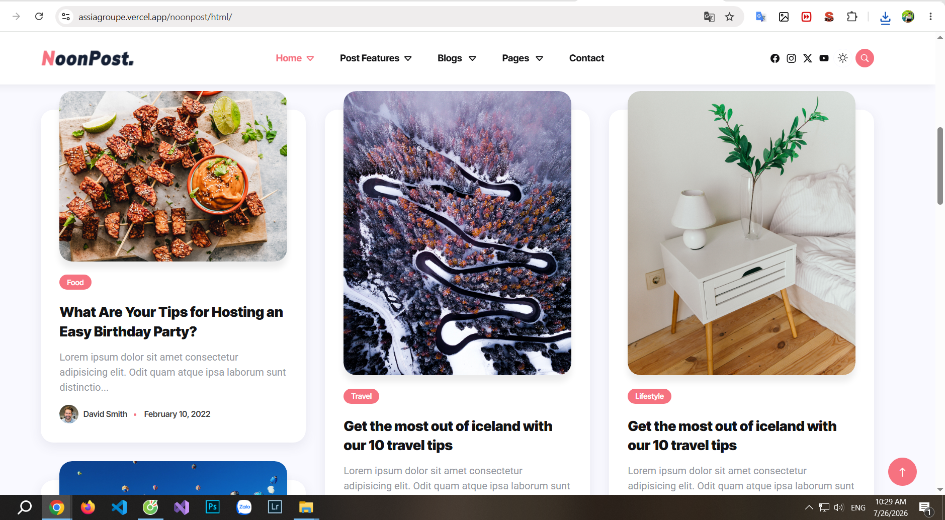 Html Template website Blog cá nhân du lịch phong cách sống ẩm thực thời trang