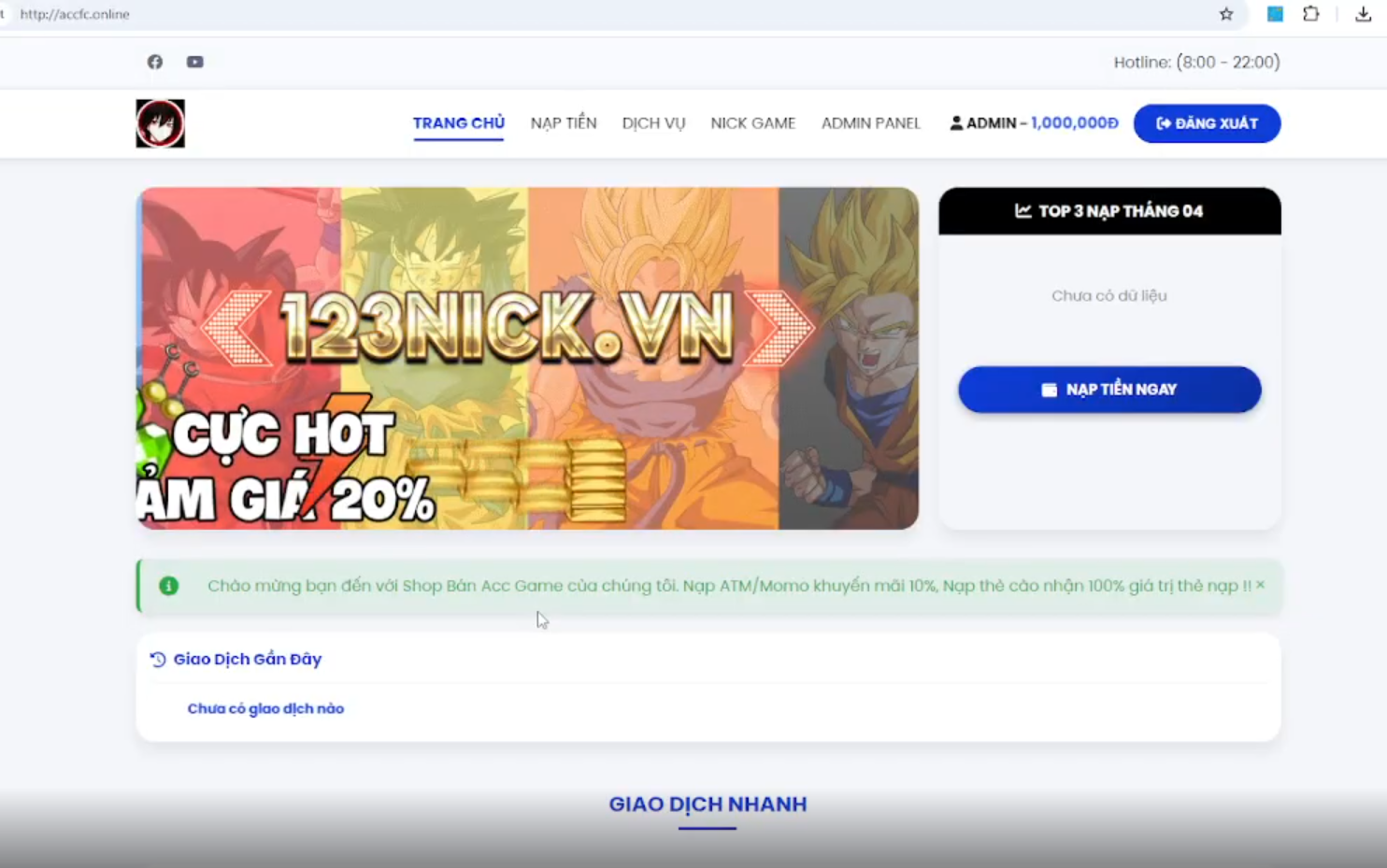 Shop Bán Acc Game đẹp new 2025