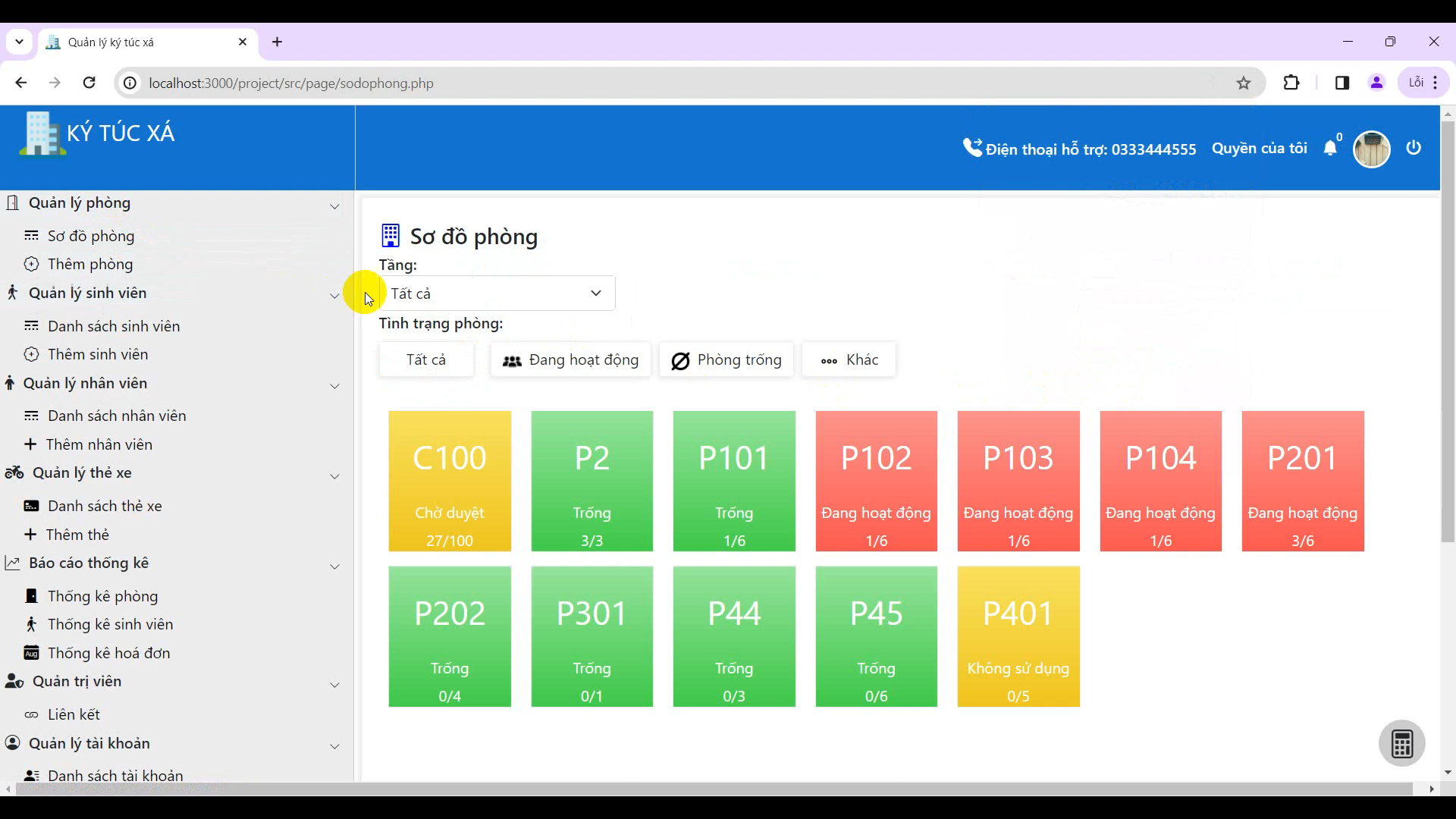 Chia sẻ Source code Website quản lý ký túc xá - Có phân quyền, đầy đủ chức năng