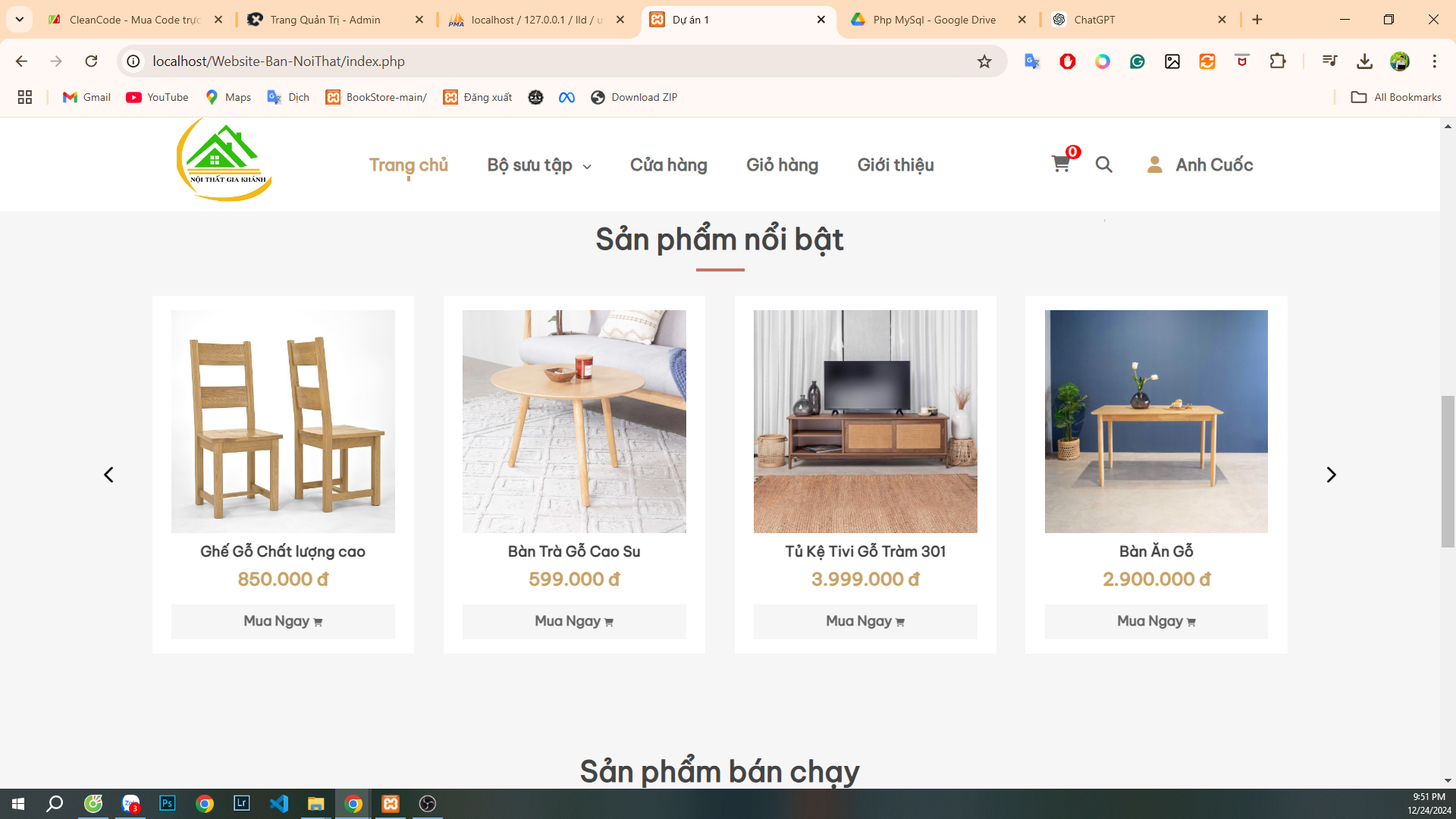 Web bán hàng giới thiệu sản phẩm Nội Thất Gia Dụng [PHP & MYSQL]