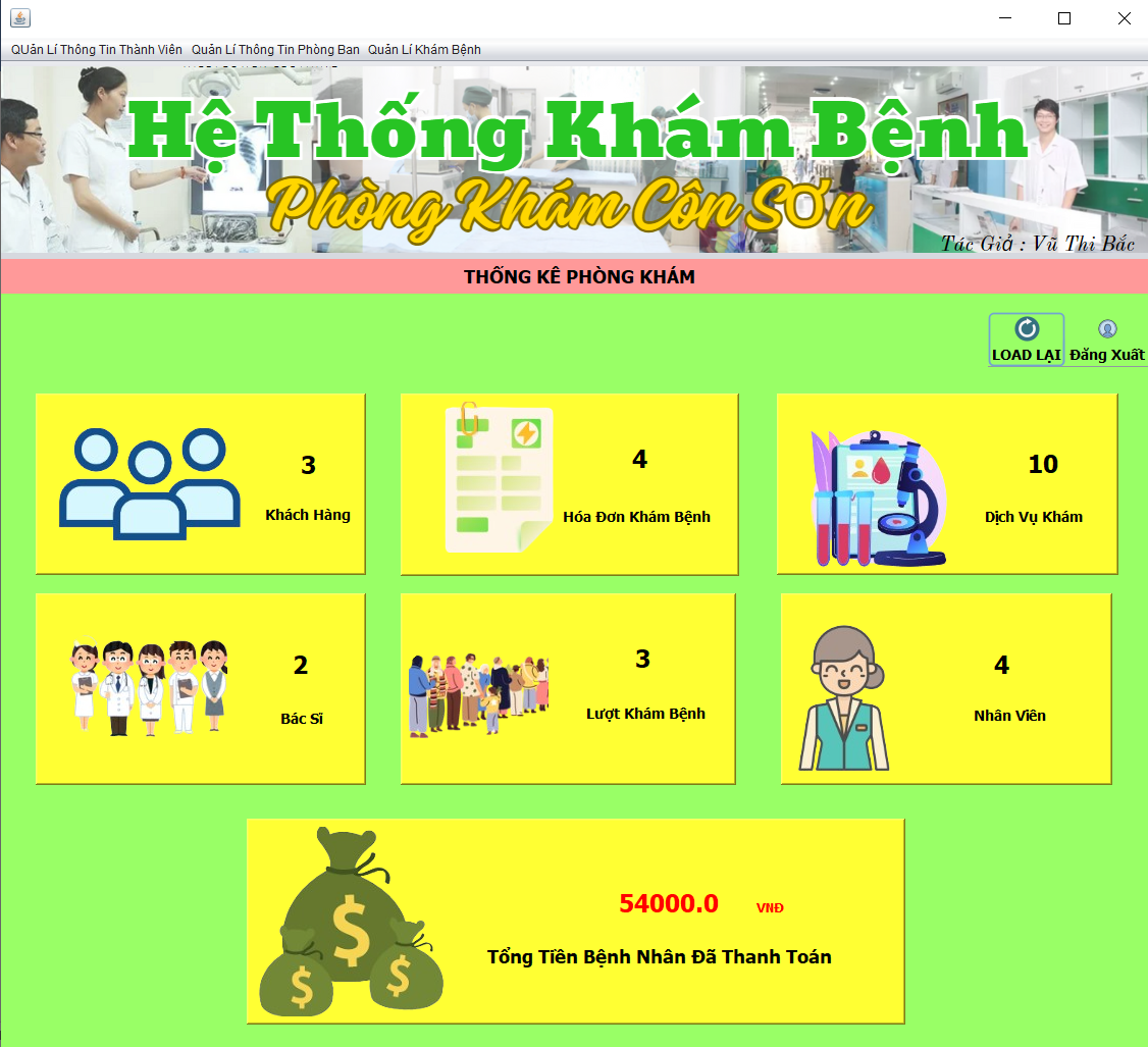 Full Code + Báo Cáo đồ án hệ thống quản lí khám bệnh đầy đủ chức năng quản trị , xuất file Excel hóa đơn kết quả khám bệnh vé khám - JavaSwing