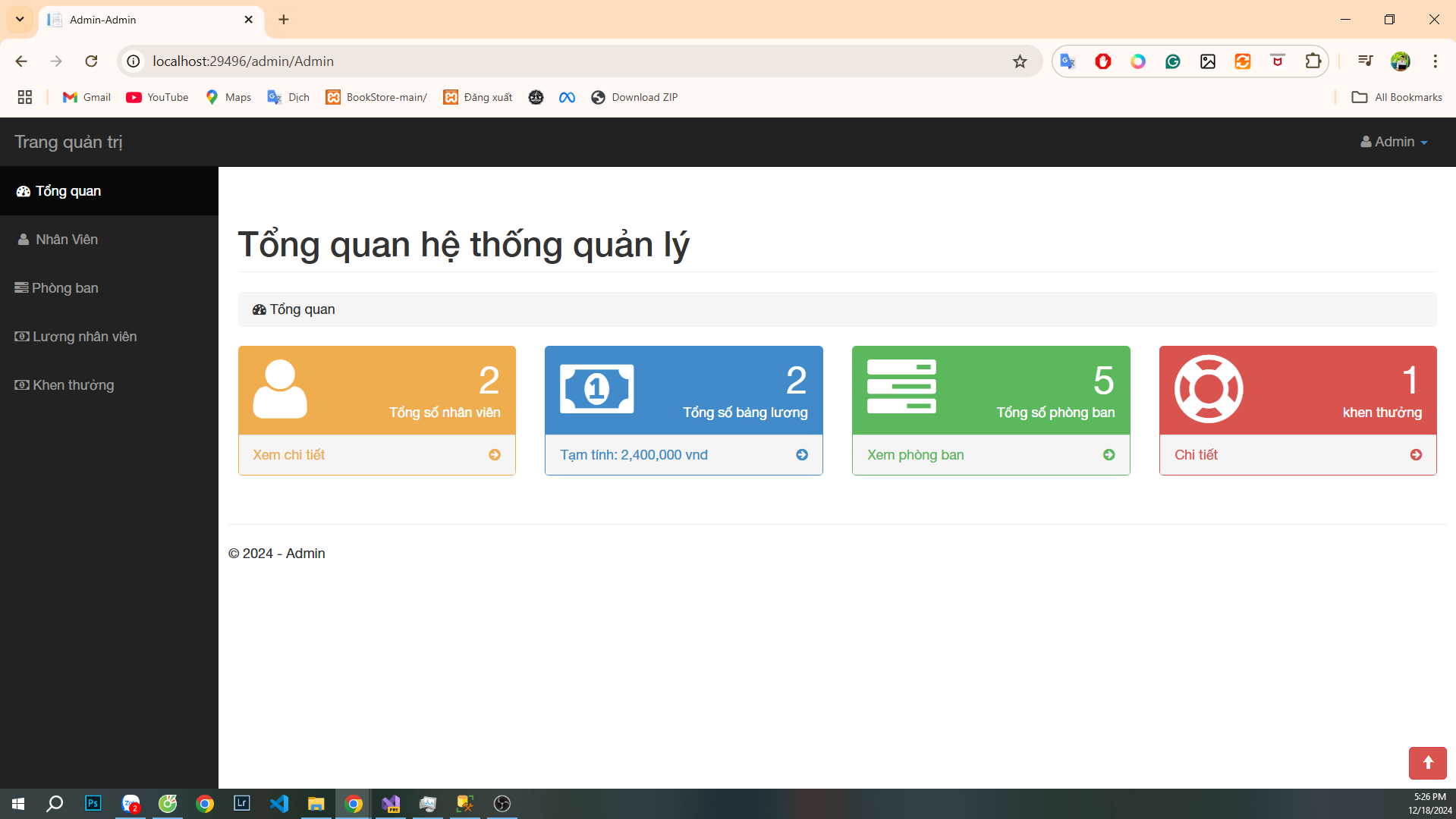 source code quản lý nhân sự đơn giản Asp.net mvc - Sql Server