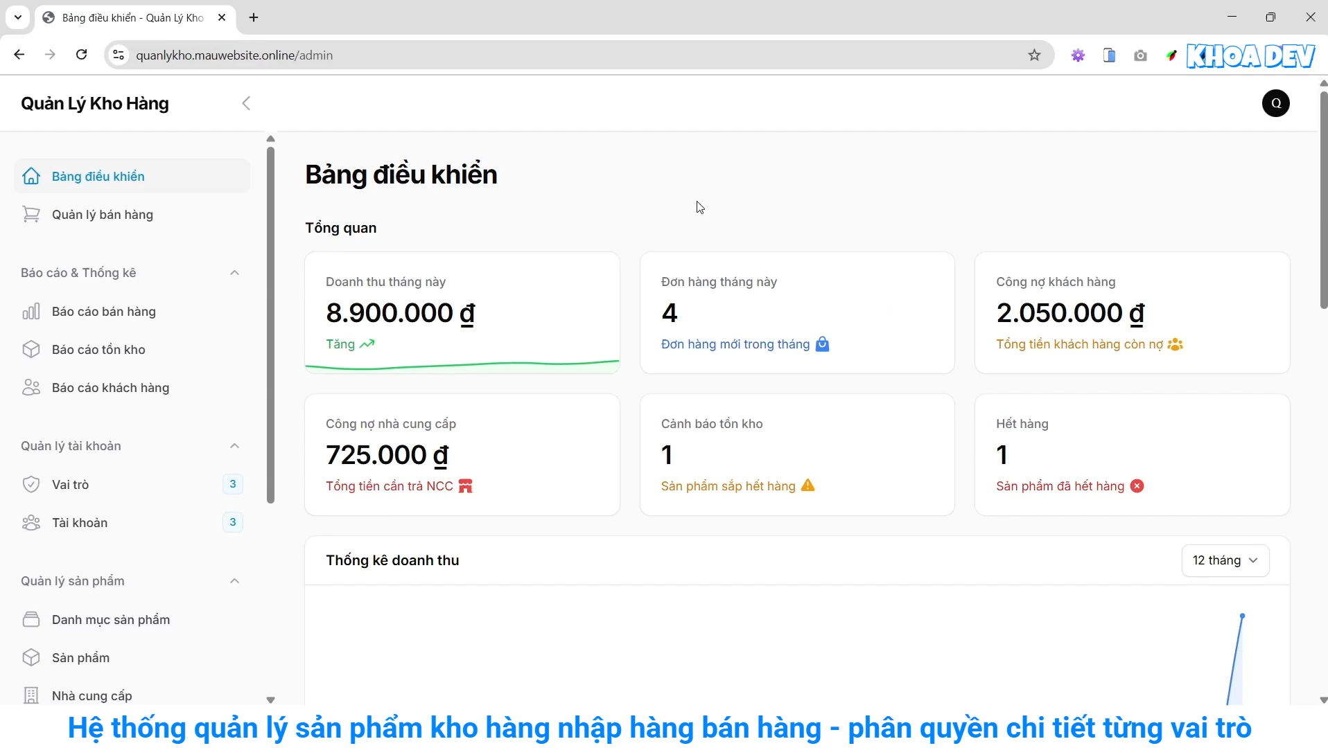 Phần mềm website quản lý kho hàng quản lý nhập hàng bán hàng | Quản lý kho hàng sản phẩm và khách hàng kho hàng tồn kho thu chi công nợ POS