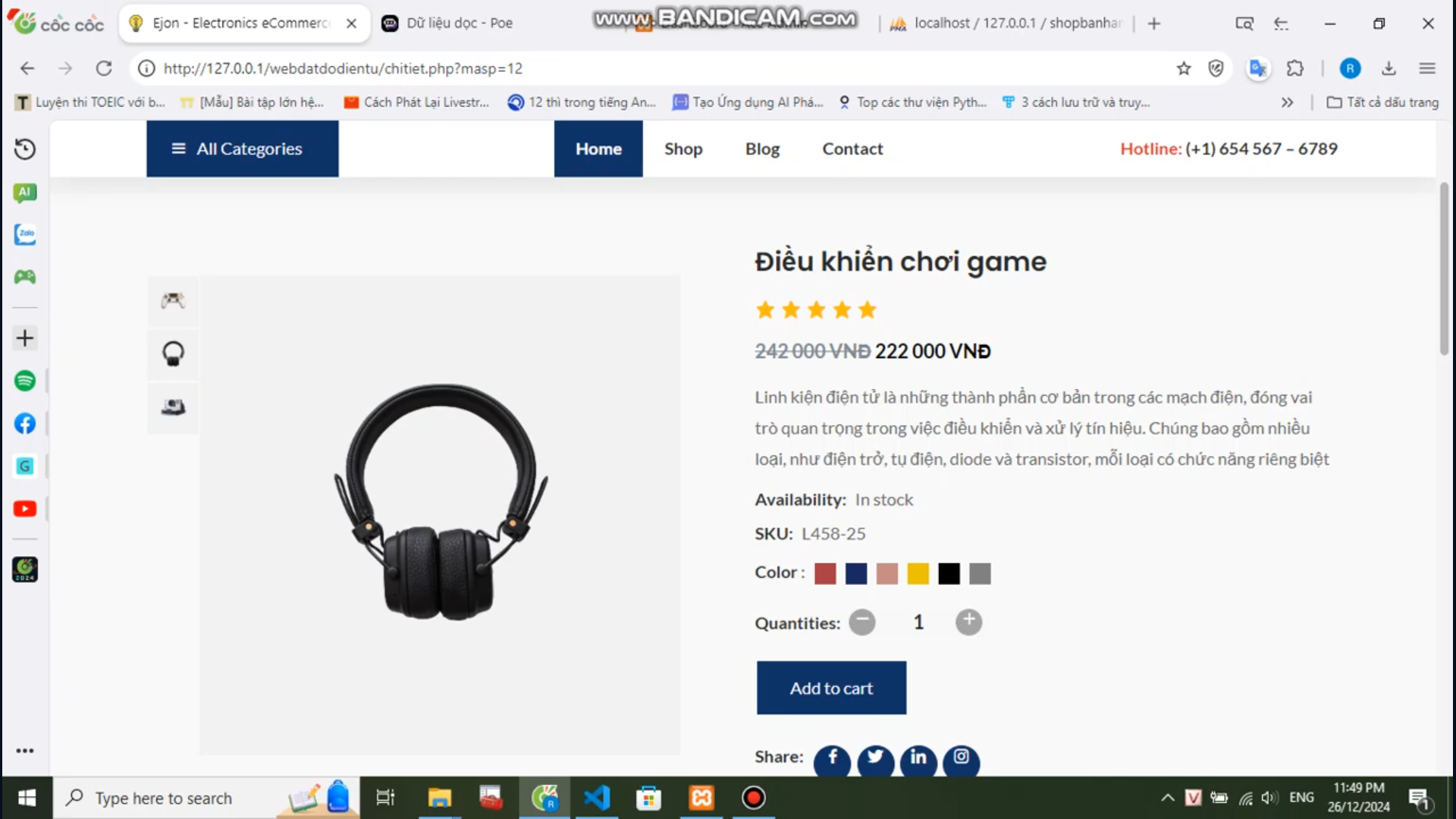 Đồ án website bán hàng điện tử bằng PHP & MYSQL đầy đủ chức năng quản trị và người dùng: giỏ hàng, đặt hàng, thanh toán, thêm, sửa, xóa sản phẩm