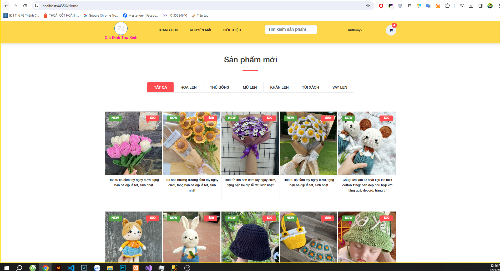 Đồ án Website bán đồ lưu niệm, quà lưu niệm handmade hoa giả sử dụng ASP NET MVC
