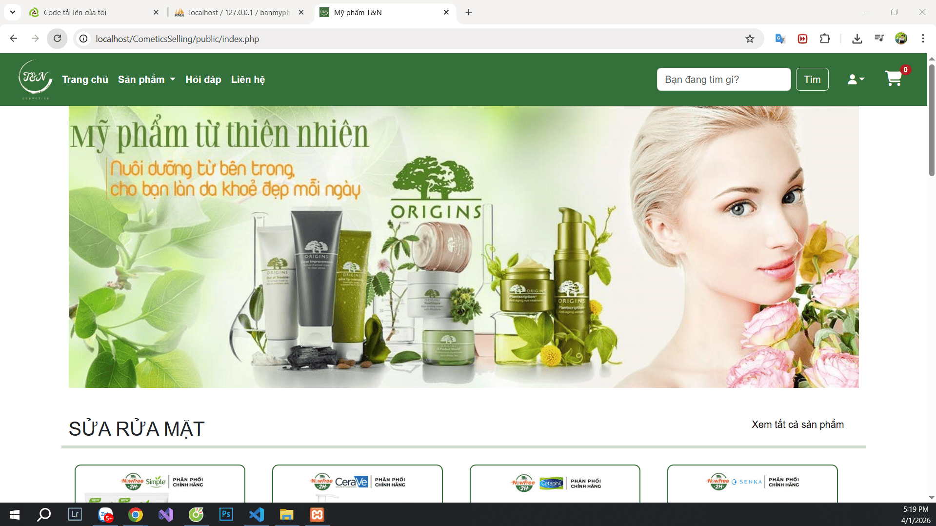 Share code website bán mỹ phẩm làm đẹp skin beauty PHP MYSQL | Quản lý cửa hàng mỹ phẩm skincare làm đẹp dụng cụ spa thẩm mỹ viện | Bán mỹ phẩm skincare làm đẹp spa có Word