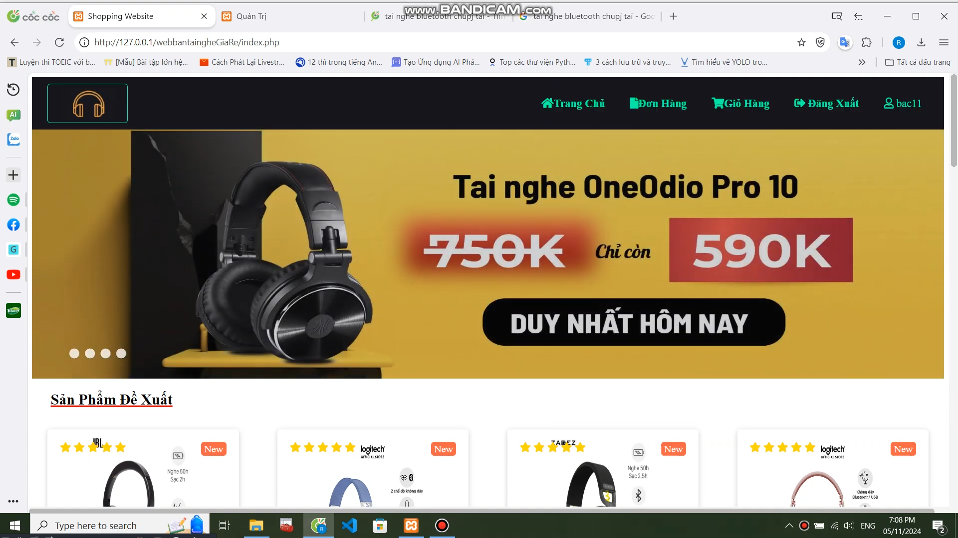 Đồ án website bán hàng tai nghe bằng PHP & MYSQL đầy đủ chức năng quản trị và người dùng