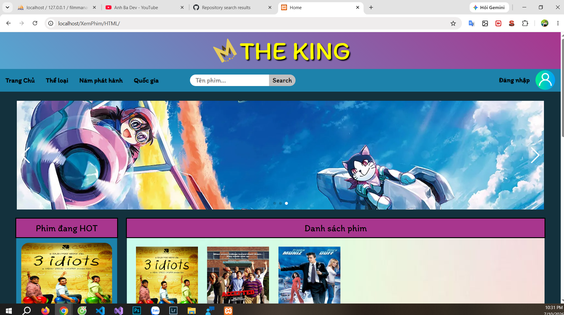 Web xem phim, đăng phim từ youtube, driver viết bằng php