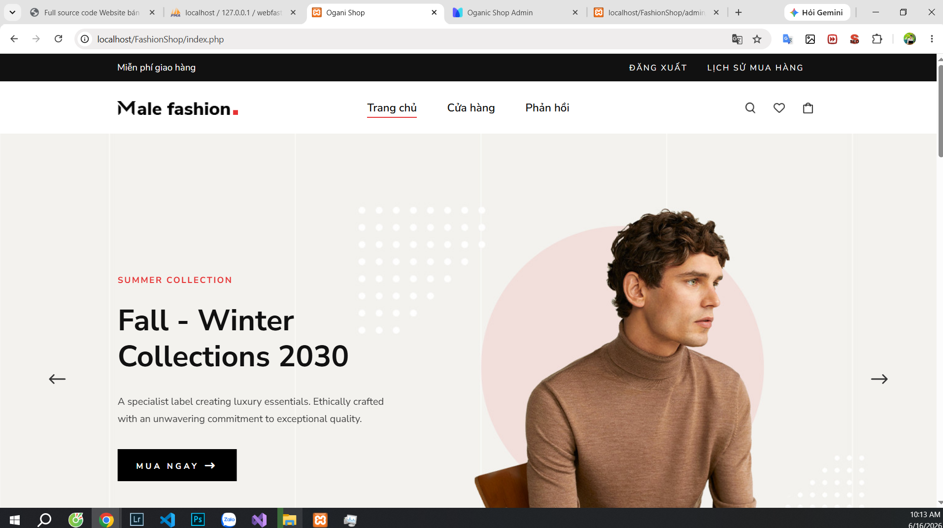 Source code Website bán hàng Quần Áo Thời Trang Nam sử dụng PHP & Mysql. Full chức năng giao diện đẹp