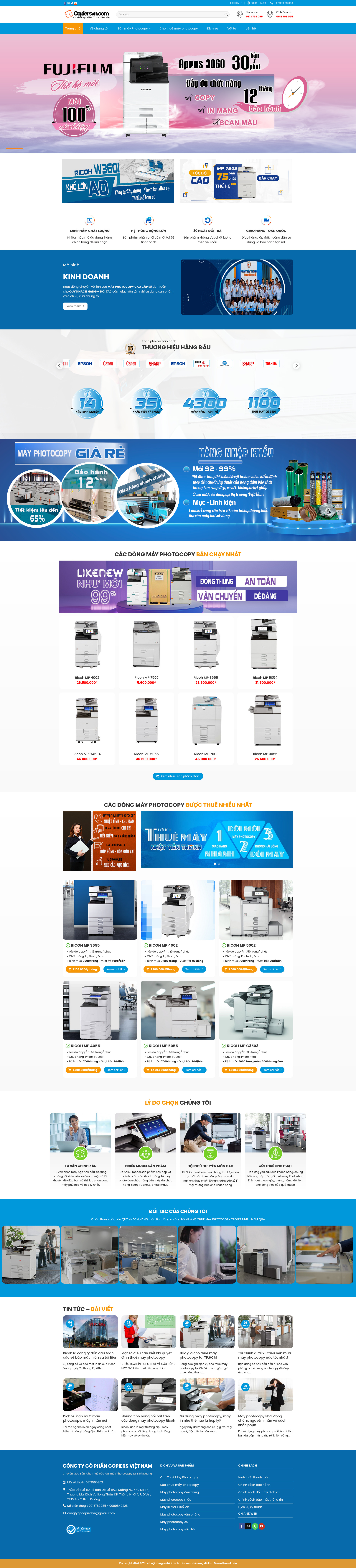 Fullcode website wordpress bán và cho thuê máy photocopy