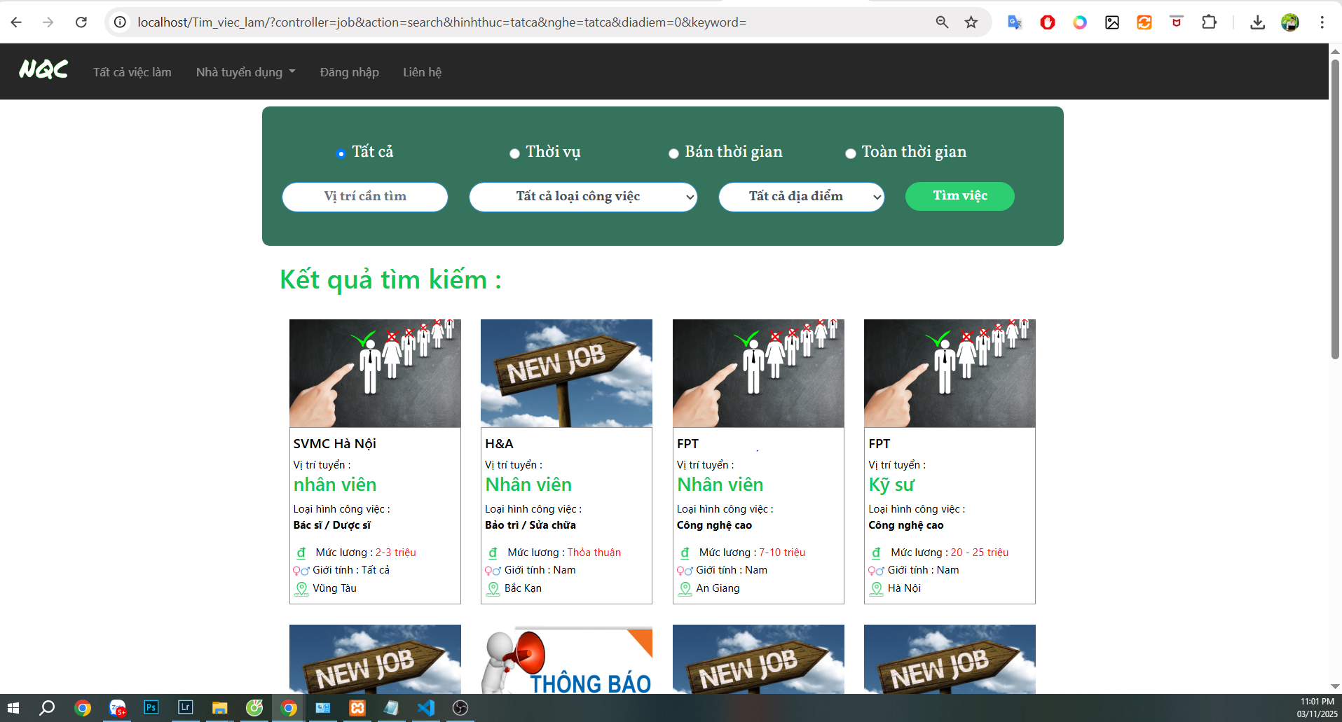 source code web đăng tìm việc làm, tuyển dụng viết bằng PHP Mysql