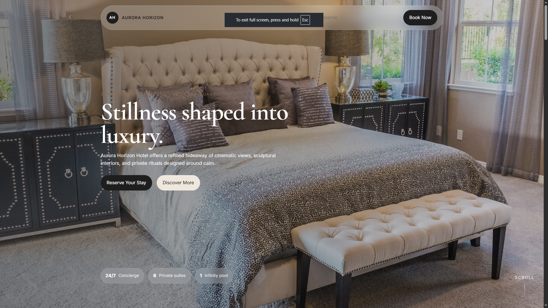 Full Source Code Website Khách Sạn Cao Cấp Aurora Horizon Hotel | HTML CSS JavaScript Responsive