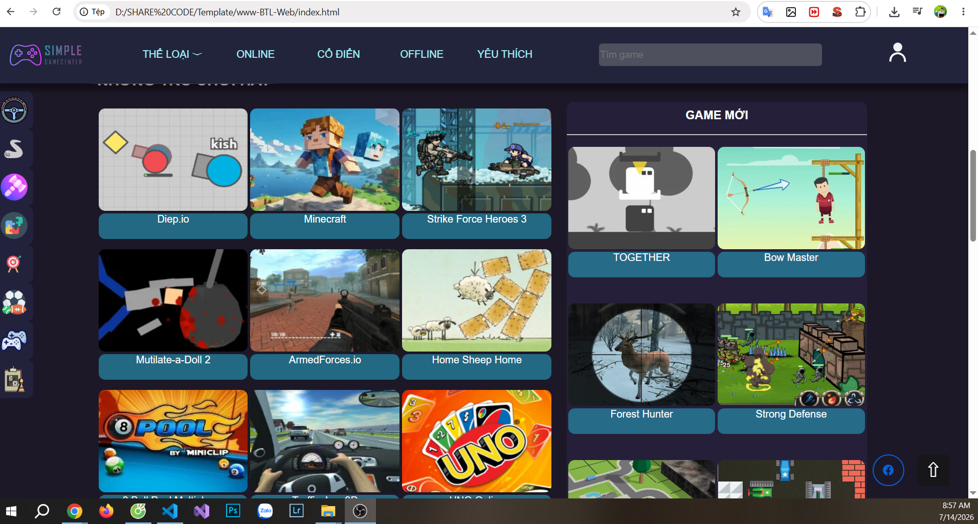 Code web Thiết kế website chơi game online có báo cáo word