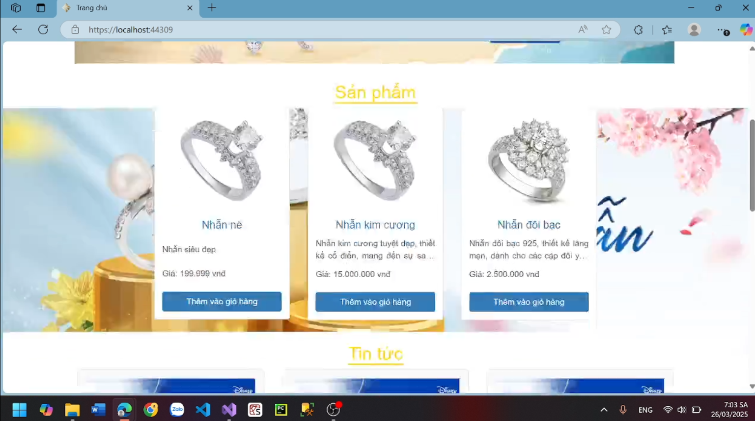 Source code website bán trang sức - ASP.NET, SQL Server, AJAX