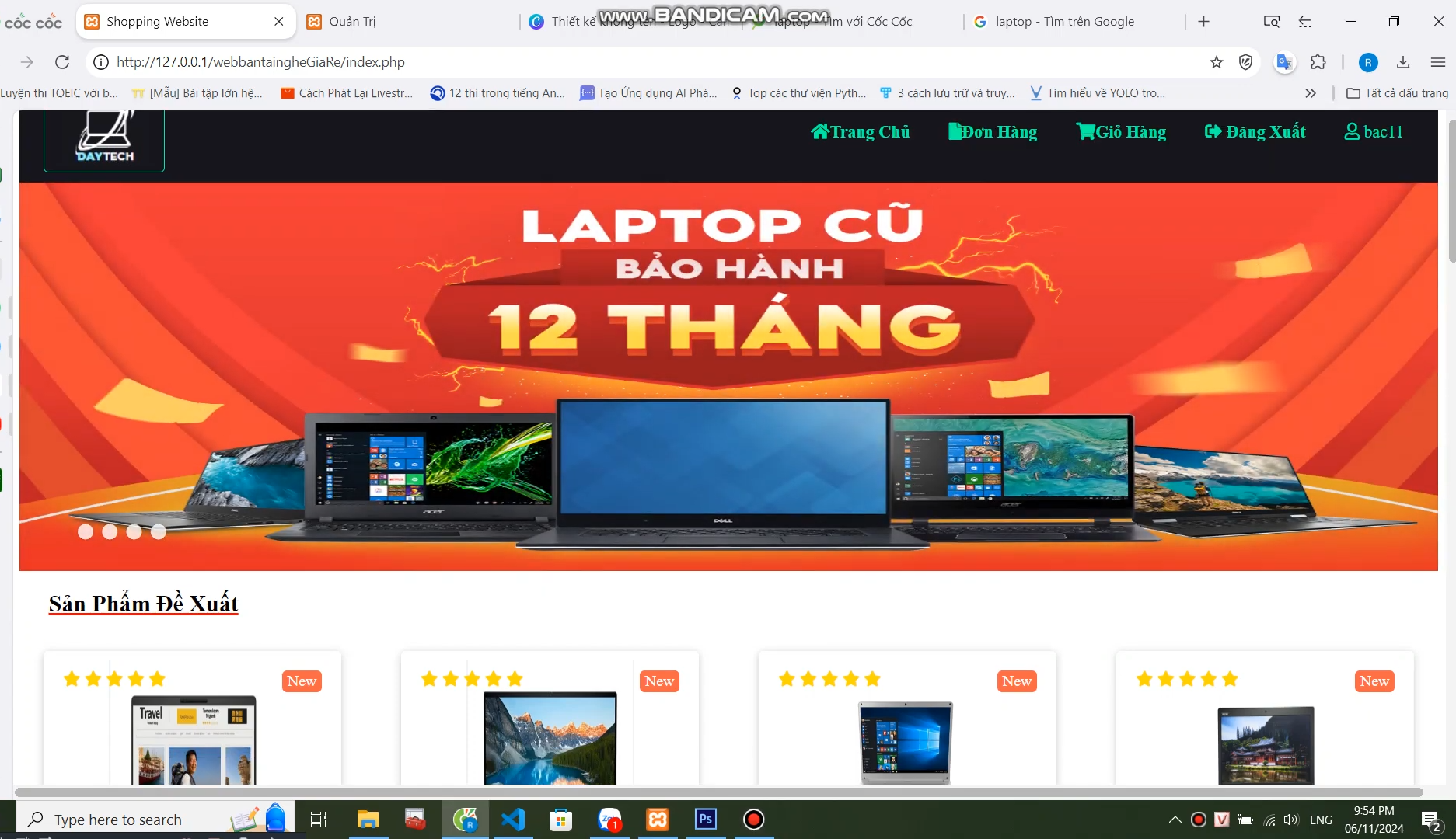 Đồ án website bán laptop bằng PHP & MYSQL đầy đủ chức năng quản trị và người dùng
