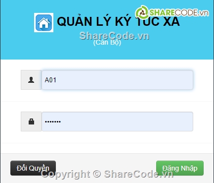 [Full Code] Website Quản Lý Ký Túc Xá - Phân Quyền Cán Bộ & Nhân Viên, Tính Tiền Điện Nước, Báo cáo Sự Cố