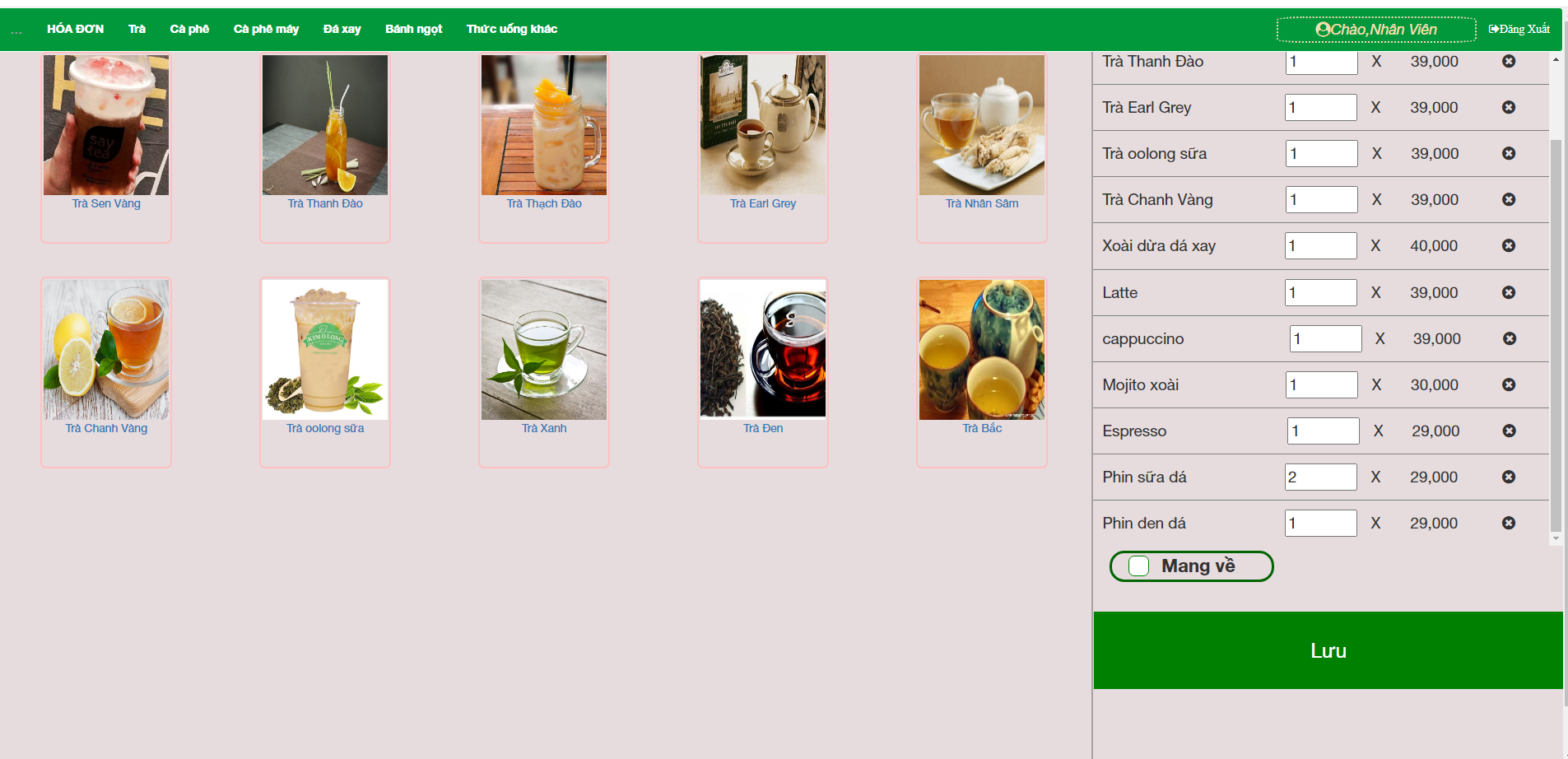 Web Quản Lý bán hàng order Cà phê coffee - Trà sữa đầy đủ chức năng, giao diện đẹp sử dụng PHP + MySql [PHP THUẦN] clone sapo