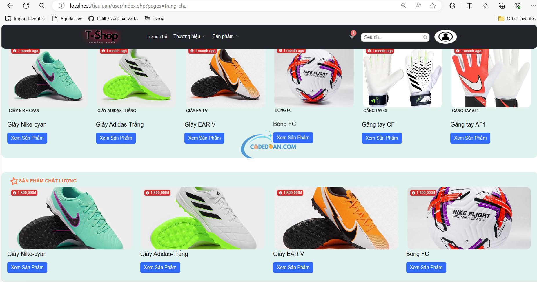 Website Quản lý cửa hàng Shop đồ thể thao bóng đá – PHP thuần +SQL