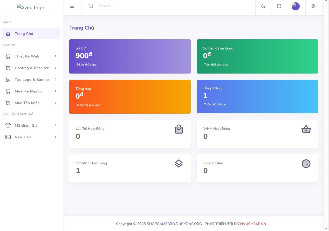 CODE TẠO SHOP GAME, BÁN MỌI LOẠI DỊCH VỤ