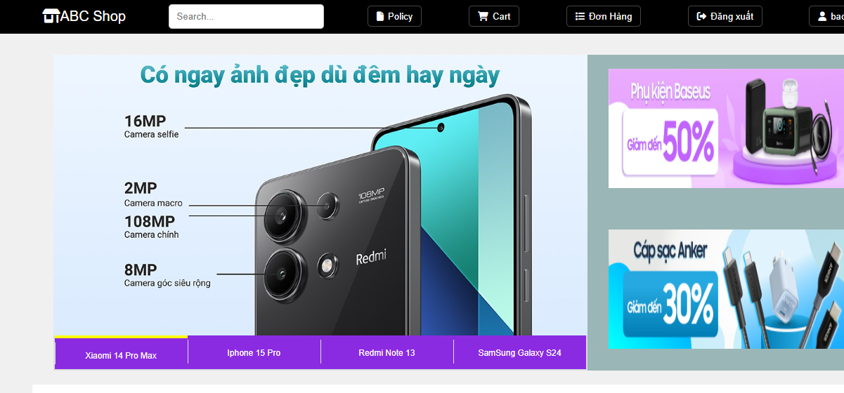 Đồ án + Báo Cáo website bán điện thoại shop ABC bằng PHP & MYSQL đầy đủ chức năng quản trị và người dùng .(kèm báo cáo WORD 60 trang đủ 7 loại UML)